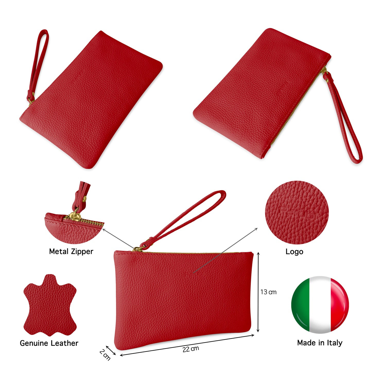Pochette Donna a Mano, In Vera Pelle, Made in Italy, Modello Aura Parubi - vista 6