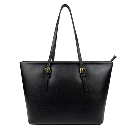 Borsa Shopping Donna a Spalla, In Vera Pelle, Made in Italy, Modello Sophia Parubi Borse Nero - foto prodotto