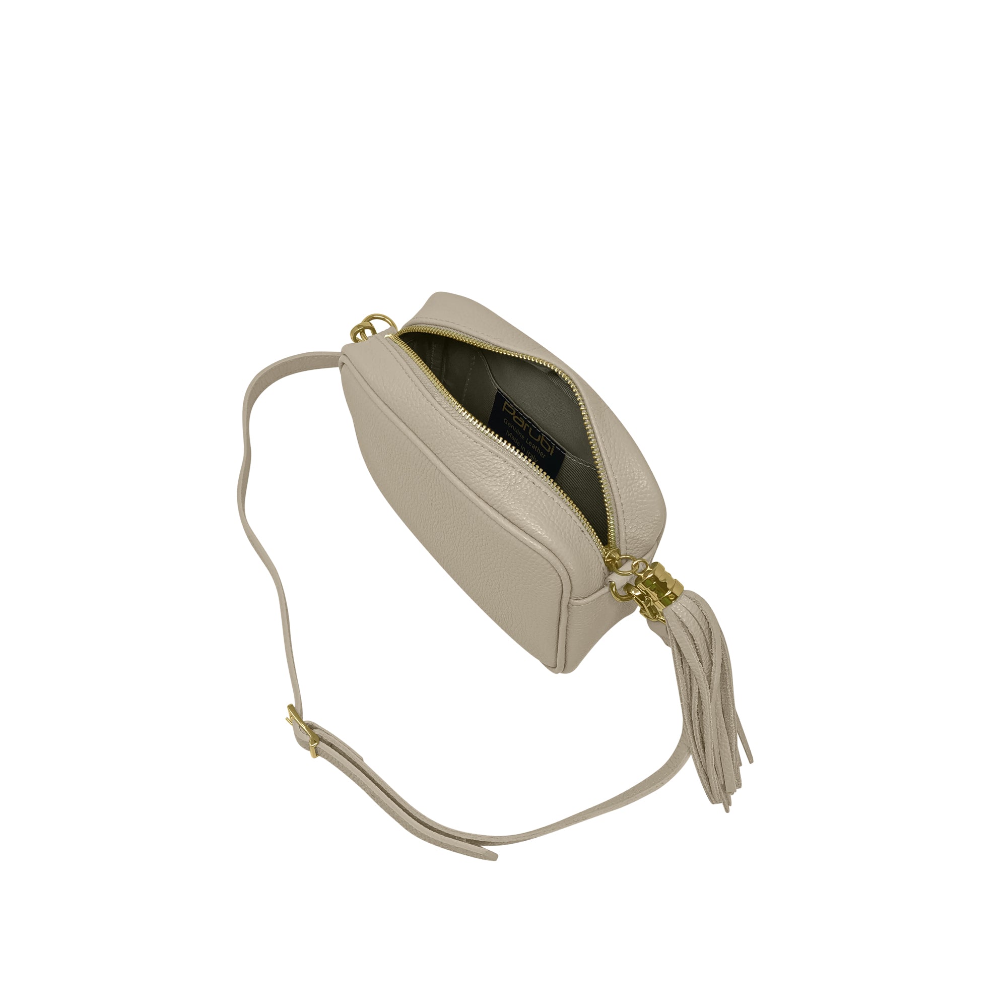 Borsa Donna a Tracolla Grigio Perla, In Vera Pelle, Made in Italy, Anastasia