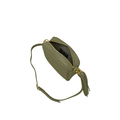 Borsa Donna a Tracolla Verde Militare, In Vera Pelle, Made in Italy, Anastasia Parubi Borse - vista 6