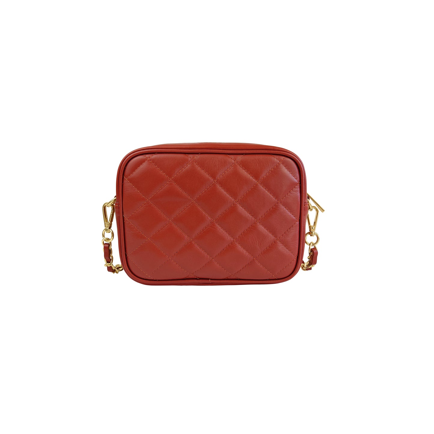 Borsa Donna a Tracolla Trapuntata Rosso Mattone, In Vera Pelle, Made in Italy, Nora Parubi Borse - vista 4