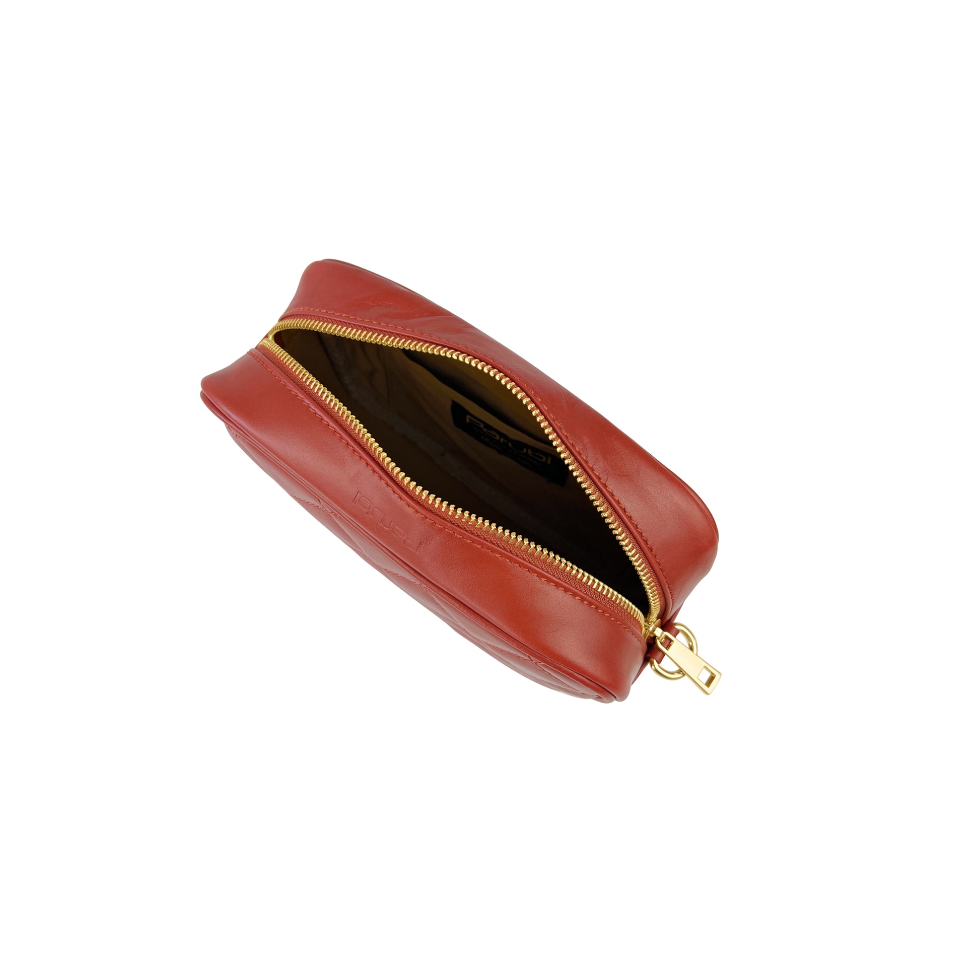 Borsa Donna a Tracolla Trapuntata Rosso Mattone, In Vera Pelle, Made in Italy, Nora Parubi Borse - vista 7