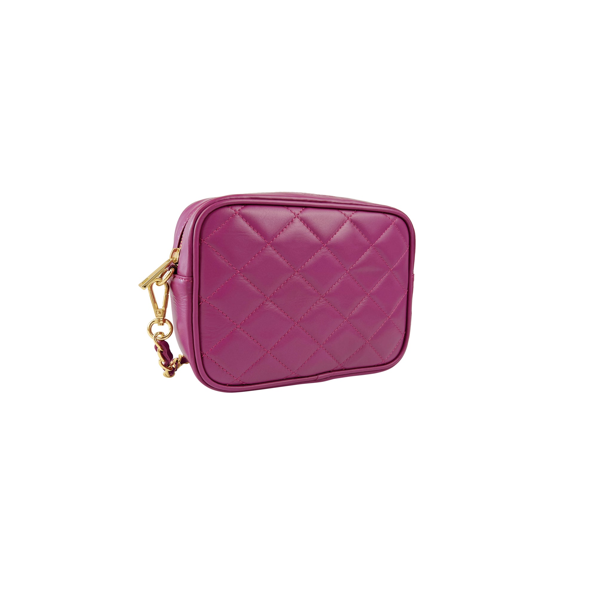 Borsa Donna a Tracolla Trapuntata Ciclamino Fuxia, In Vera Pelle, Made in Italy, Nora