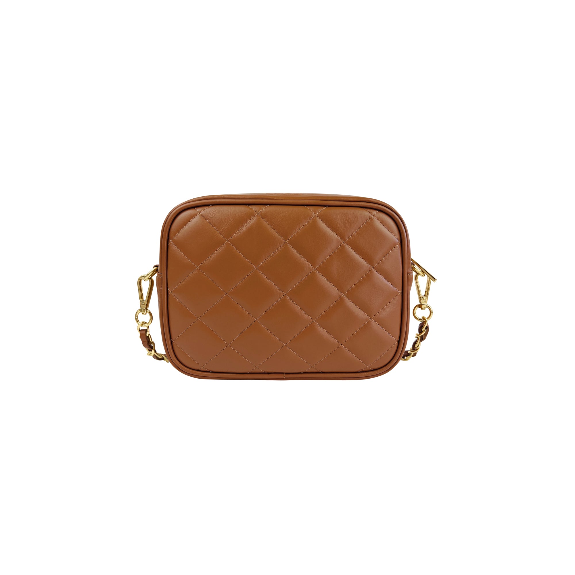 Borsa Donna a Tracolla Trapuntata Cuoio Marrone, In Vera Pelle, Made in Italy, Nora