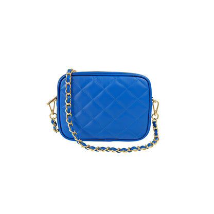 Borsa Donna a Tracolla Trapuntata Blu, In Vera Pelle, Made in Italy, Nora Parubi Borse - foto prodotto