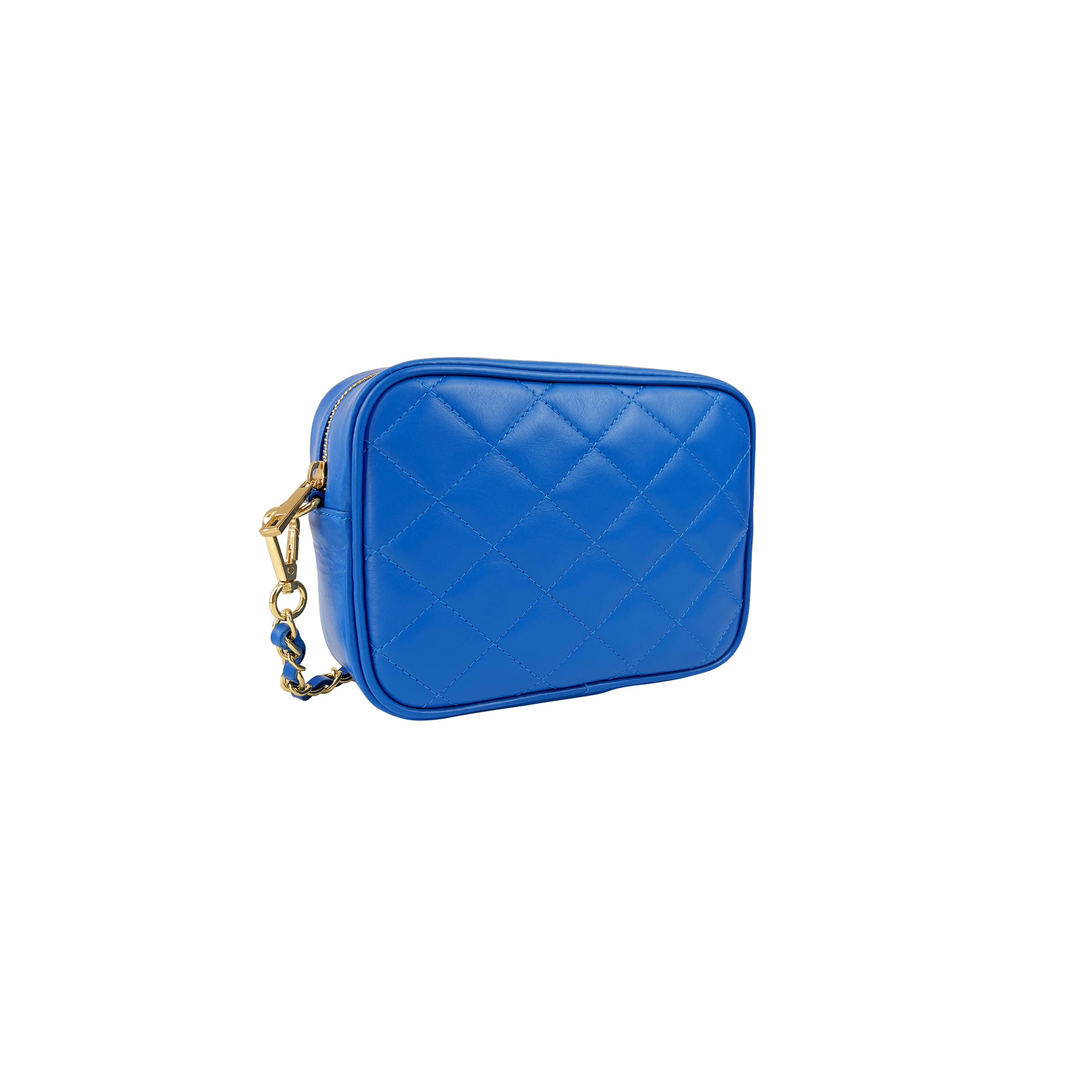 Borsa Donna a Tracolla Trapuntata Blu, In Vera Pelle, Made in Italy, Nora