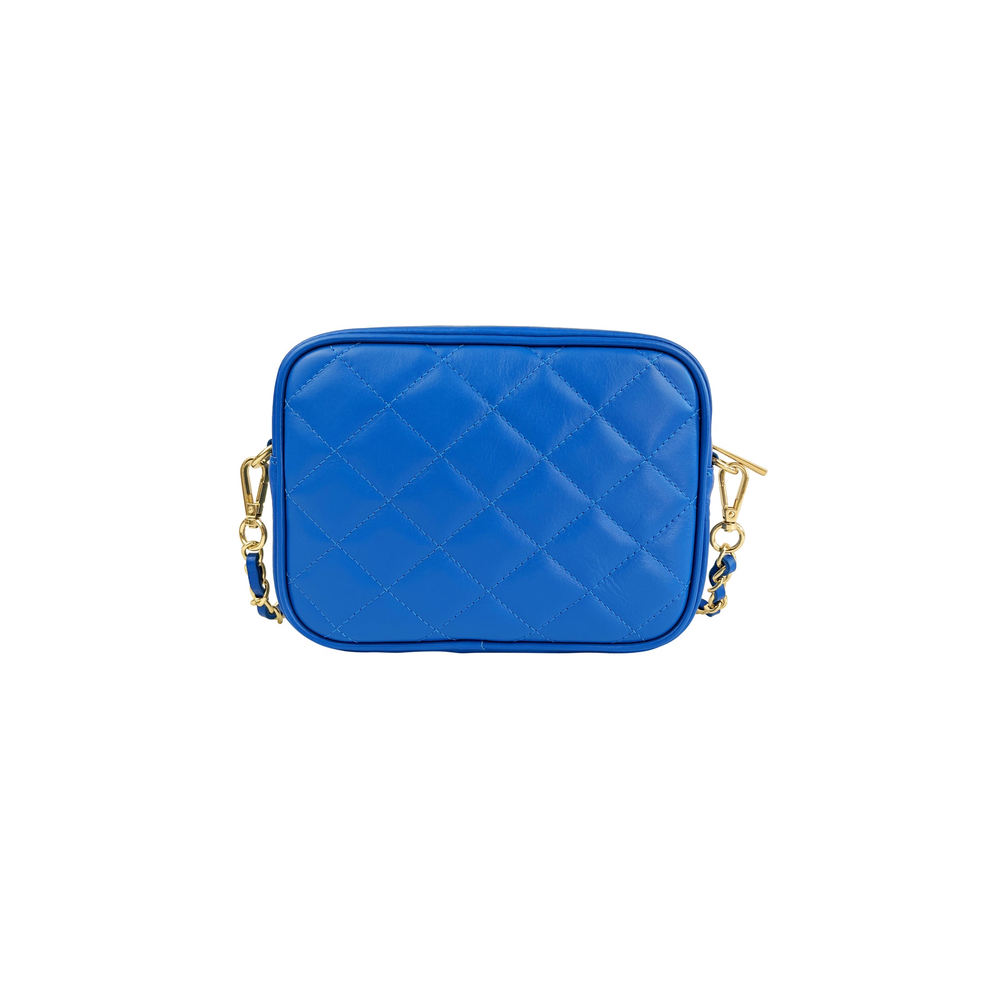 Borsa Donna a Tracolla Trapuntata Blu, In Vera Pelle, Made in Italy, Nora