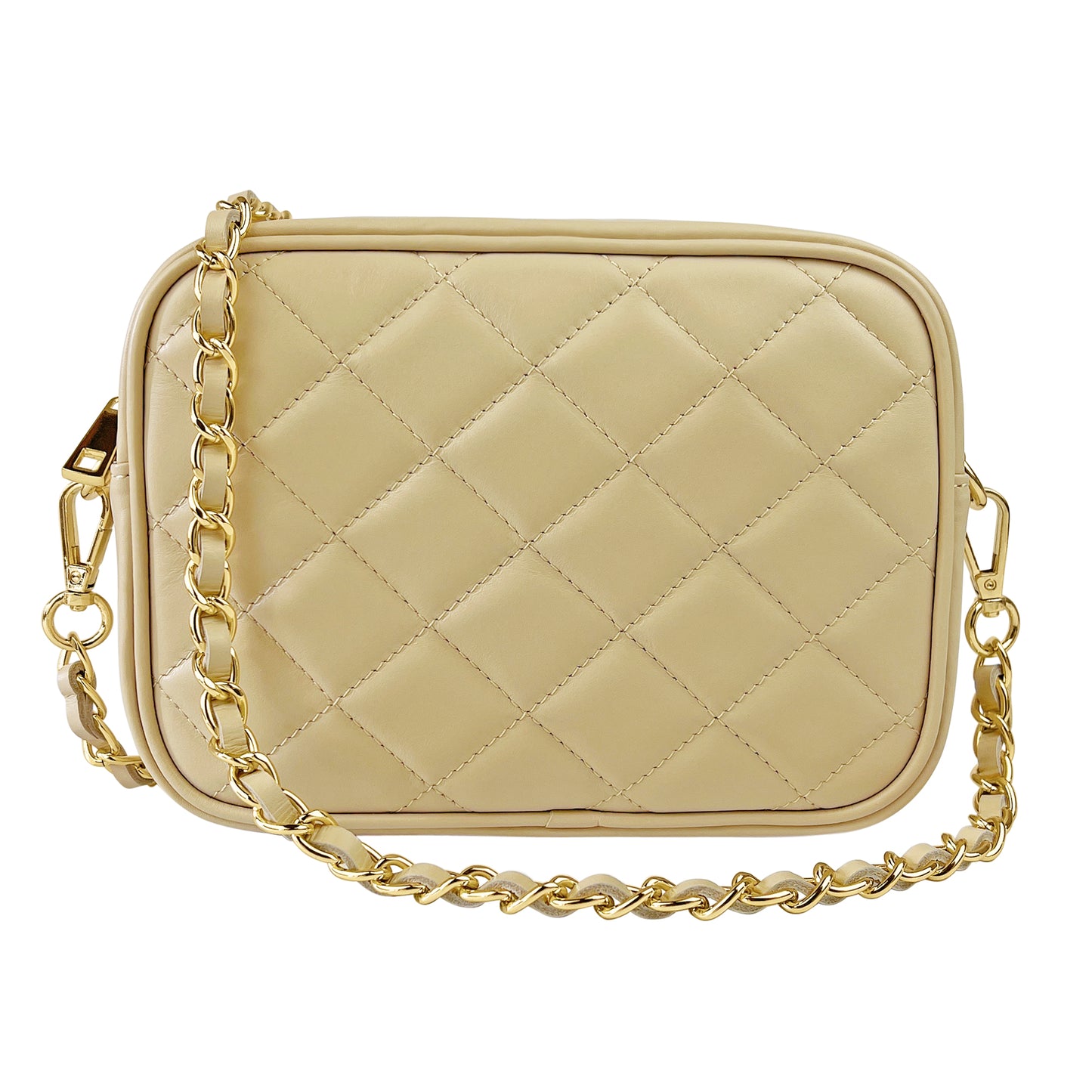 Borsa Donna a Tracolla, In Vera Pelle Trapuntata, Made in Italy, Modello Nora Parubi Borse Beige - vista 91
