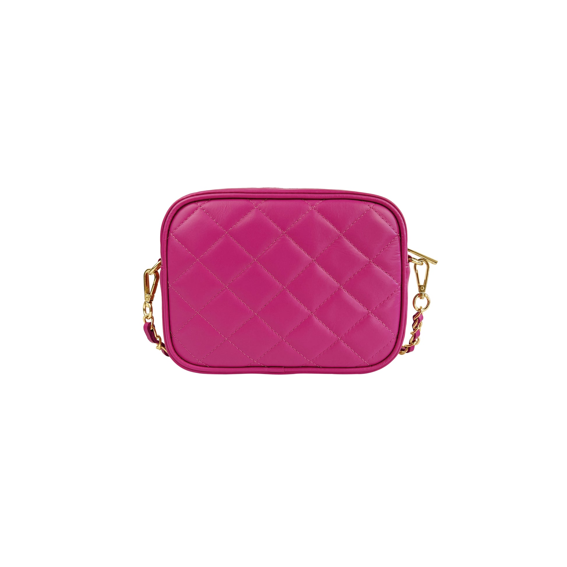 Borsa Donna a Tracolla Trapuntata Fucsia, In Vera Pelle, Made in Italy, Nora Parubi Borse - vista 3