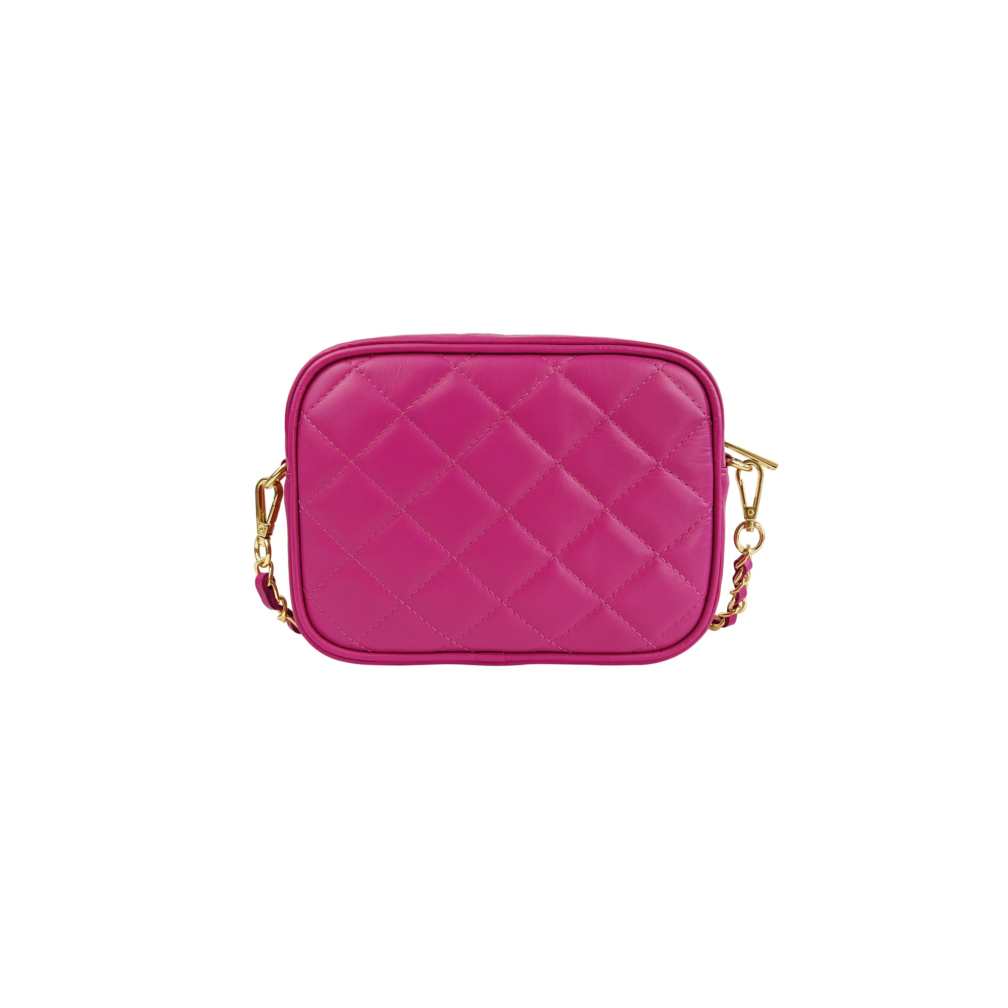 Borsa Donna a Tracolla Trapuntata Fucsia, In Vera Pelle, Made in Italy, Nora