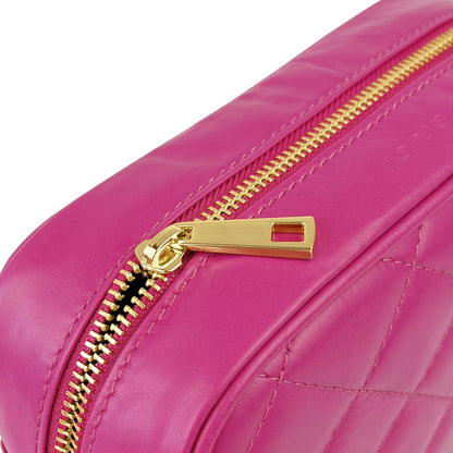 Borsa Donna a Tracolla Trapuntata Fucsia, In Vera Pelle, Made in Italy, Nora Parubi Borse - vista 5