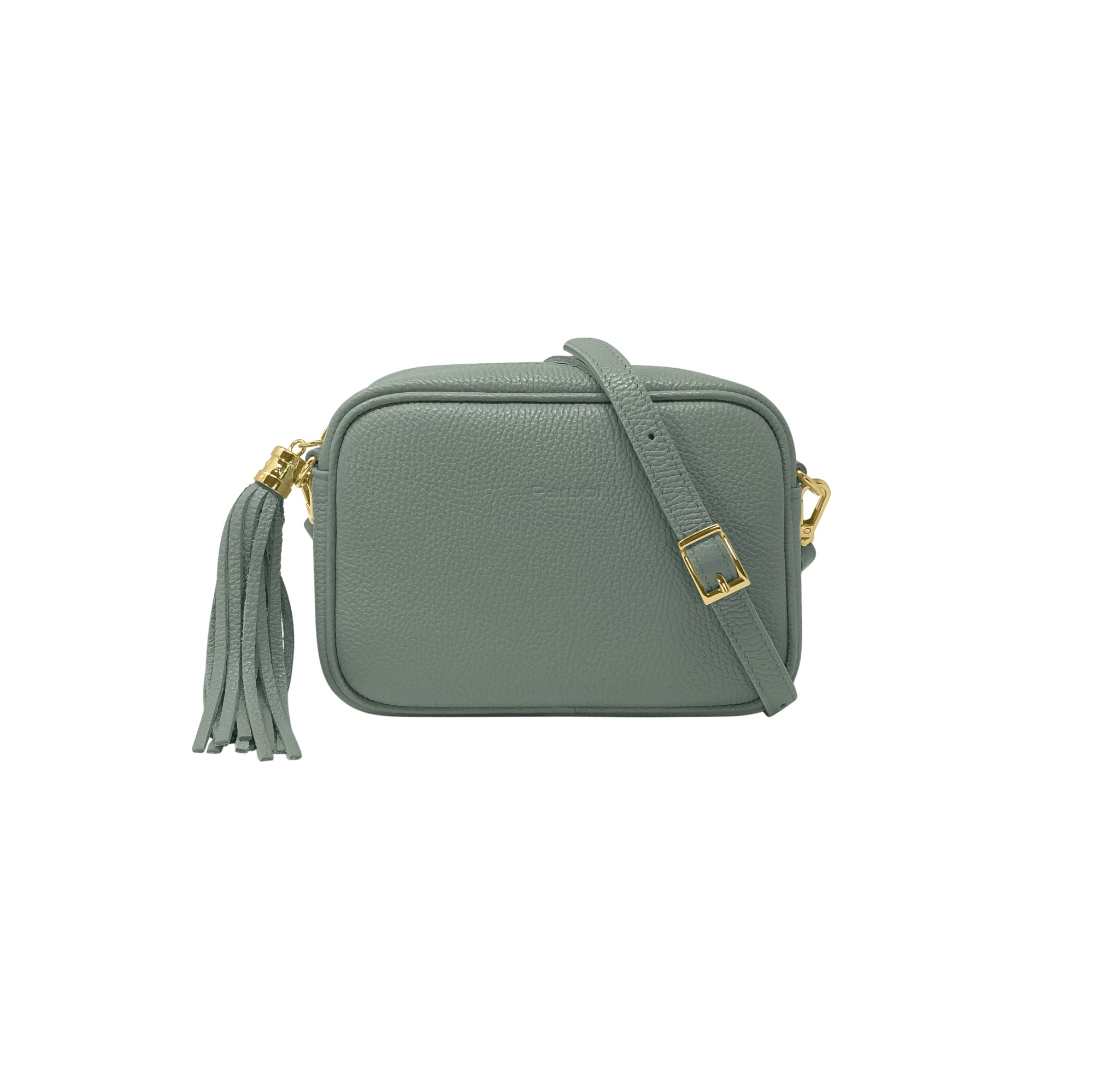 Borsa Donna a Tracolla Grigio Azzurro, In Vera Pelle, Made in Italy, Anastasia