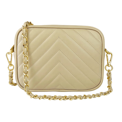Borsa Donna a Tracolla, In Vera Pelle Trapuntata, Made in Italy, Modello Lola Parubi Borse Beige - vista 111
