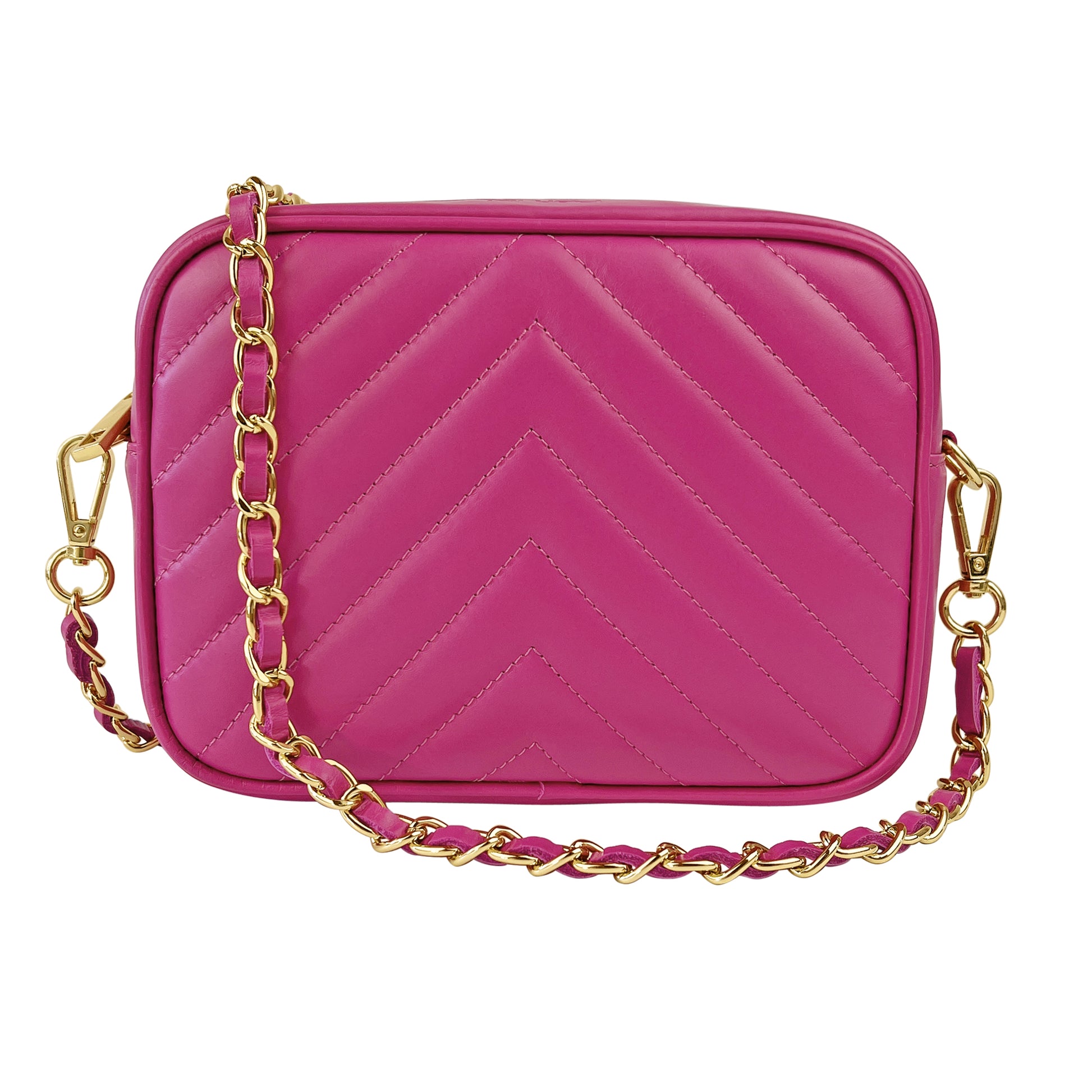 Borsa Donna a Tracolla, In Vera Pelle Trapuntata, Made in Italy, Modello Lola Parubi Borse Fucsia - foto prodotto