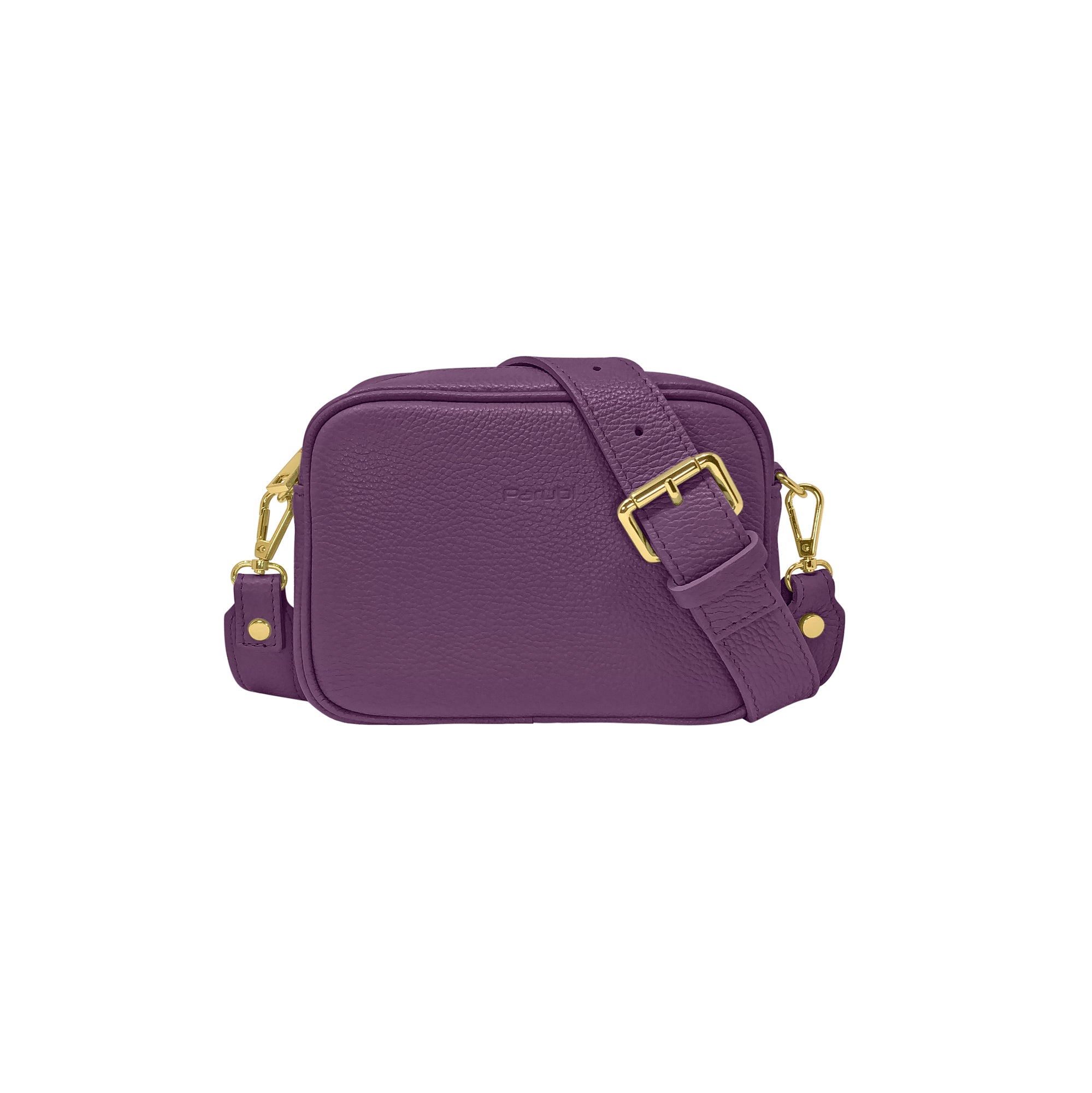 Borsa Donna a Tracolla Viola, In Vera Pelle, Made in Italy, Ginevra