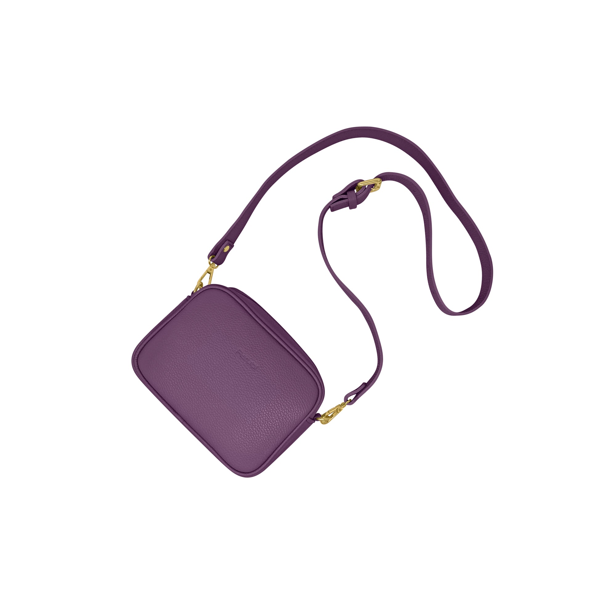 Borsa Donna a Tracolla Viola, In Vera Pelle, Made in Italy, Ginevra