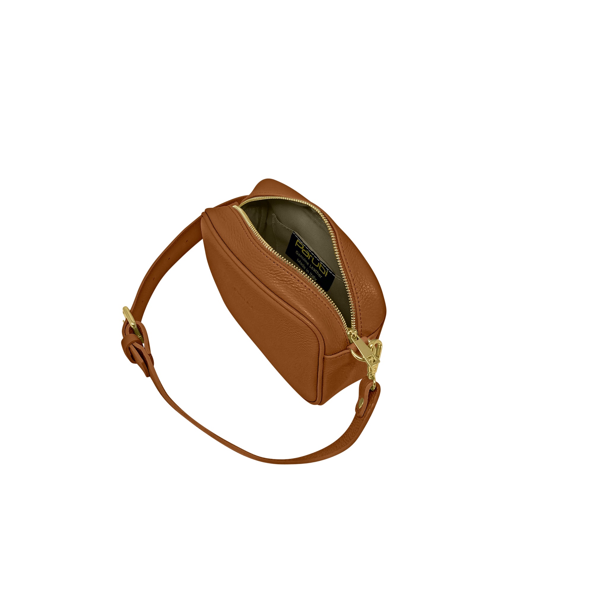 Borsa Donna a Tracolla Marrone Chiaro, In Vera Pelle, Made in Italy, Ginevra