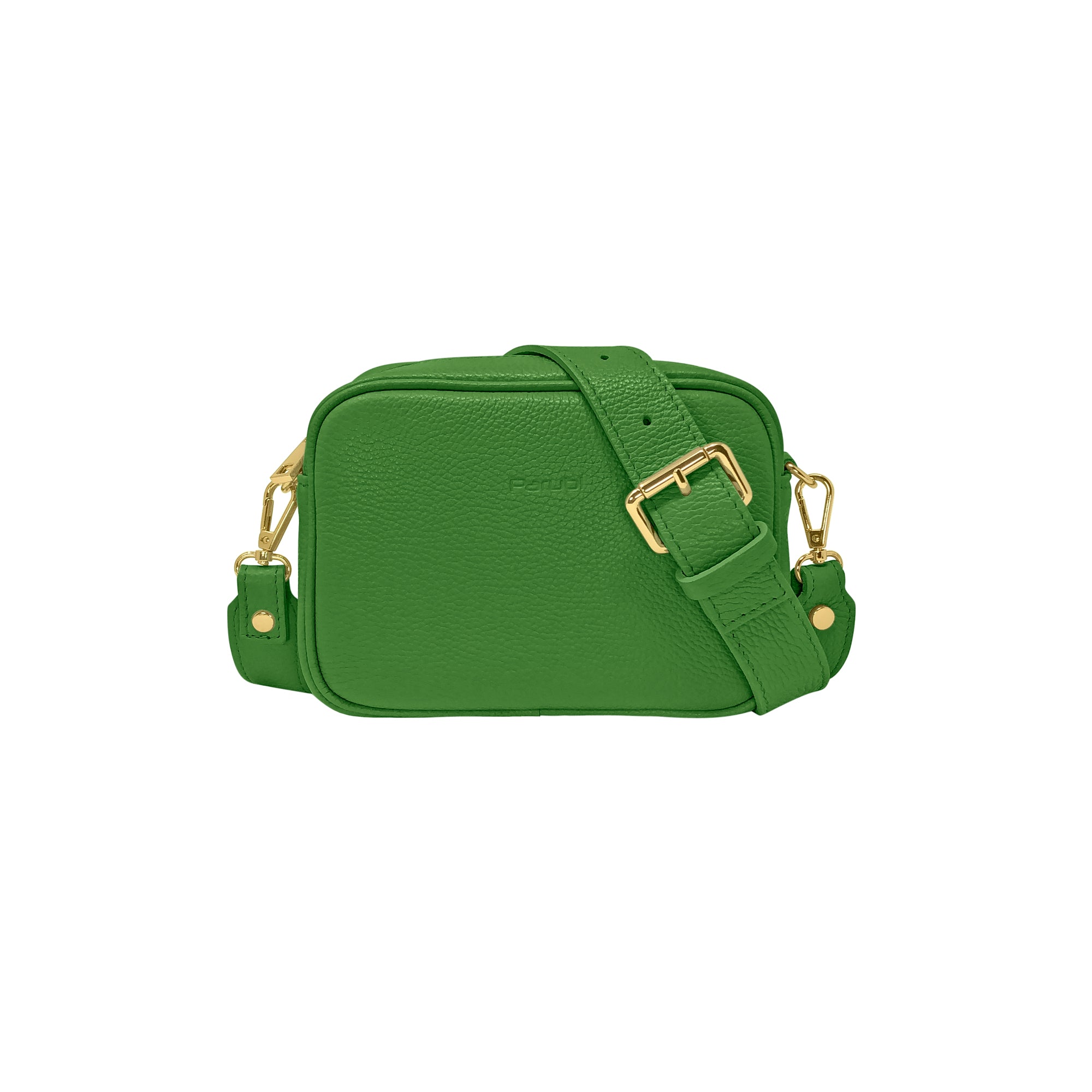 Borsa Donna a Tracolla Verde Brillante, In Vera Pelle, Made in Italy, Ginevra