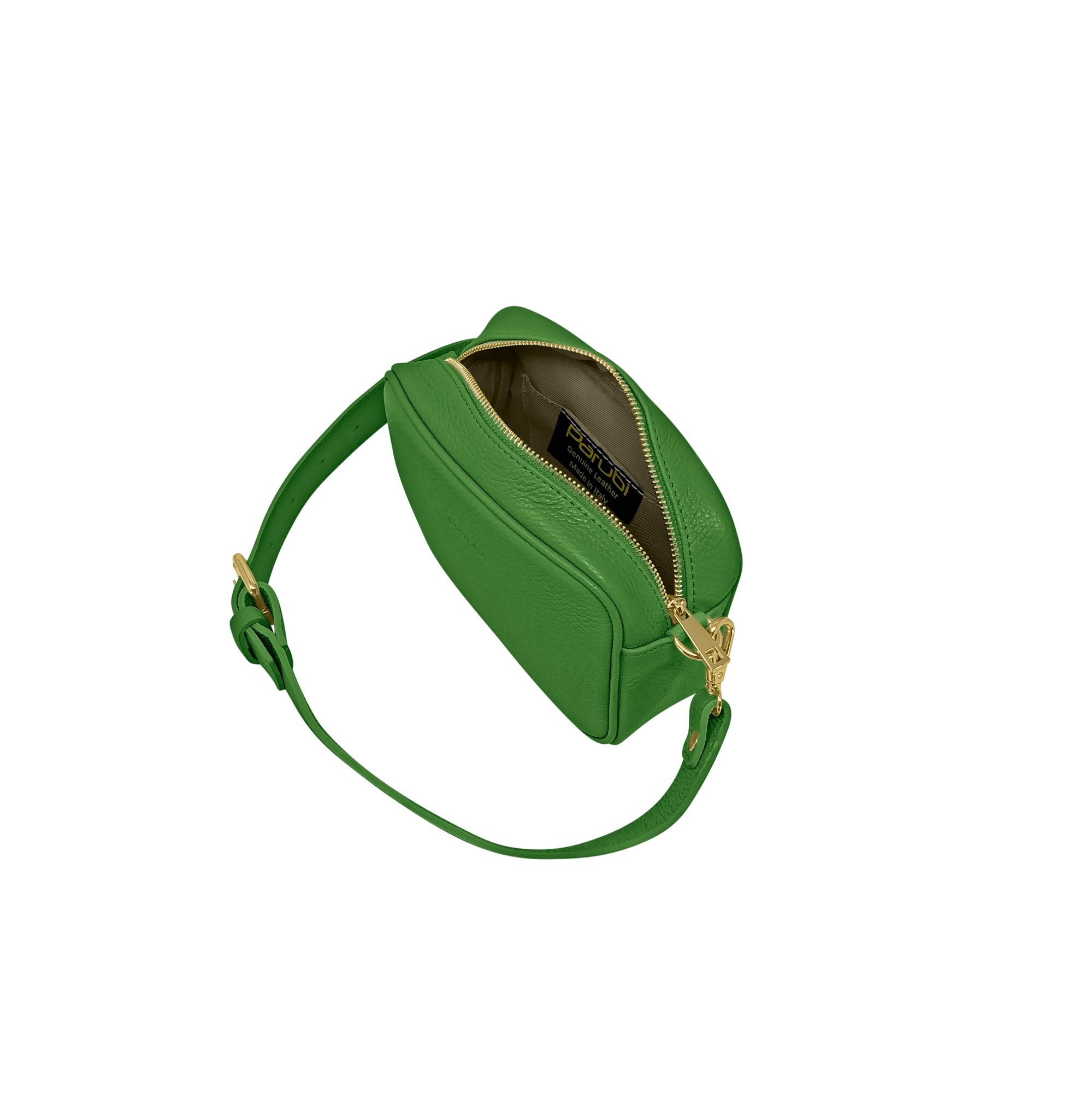 Borsa Donna a Tracolla Verde Brillante, In Vera Pelle, Made in Italy, Ginevra