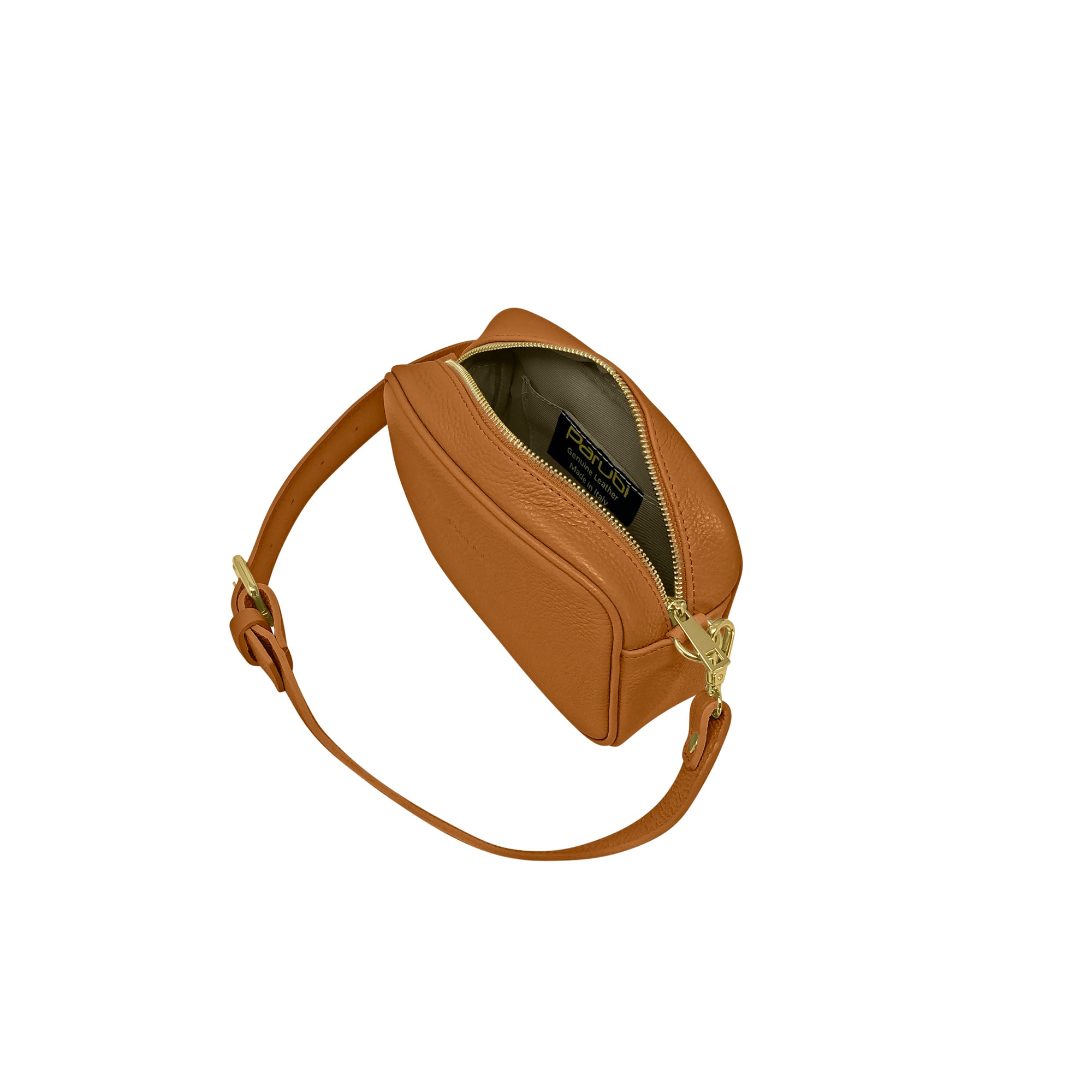 Borsa Donna a Tracolla Marrone Cuoio, In Vera Pelle, Made in Italy, Ginevra