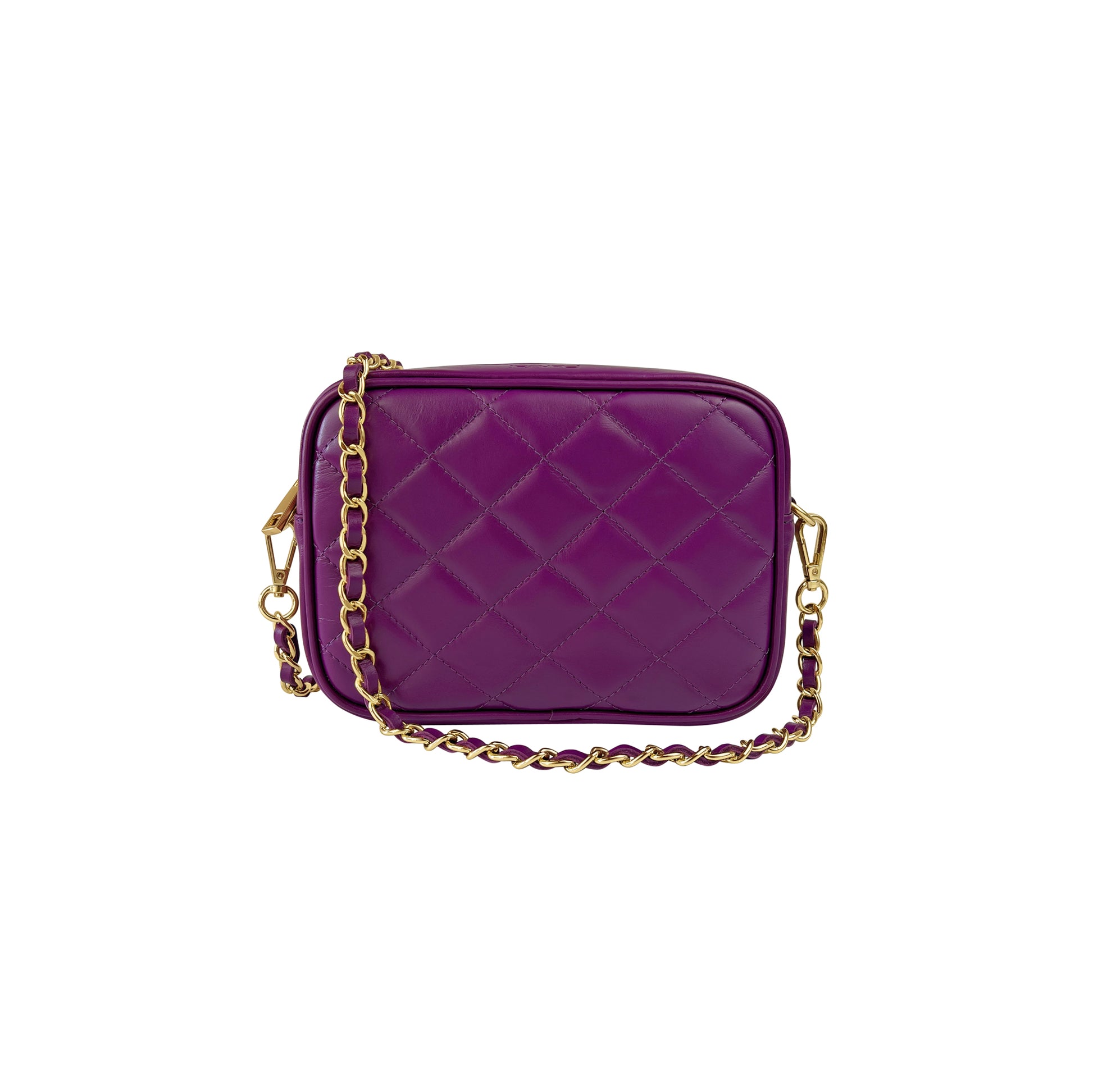 Borsa Donna a Tracolla Trapuntata Viola, In Vera Pelle, Made in Italy, Nora Parubi Borse - foto prodotto
