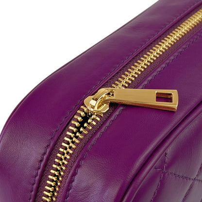 Borsa Donna a Tracolla Trapuntata Viola, In Vera Pelle, Made in Italy, Nora Parubi Borse - vista 6