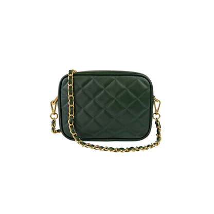 Borsa Donna a Tracolla Trapuntata Verde, In Vera Pelle, Made in Italy, Nora Parubi Borse - foto prodotto