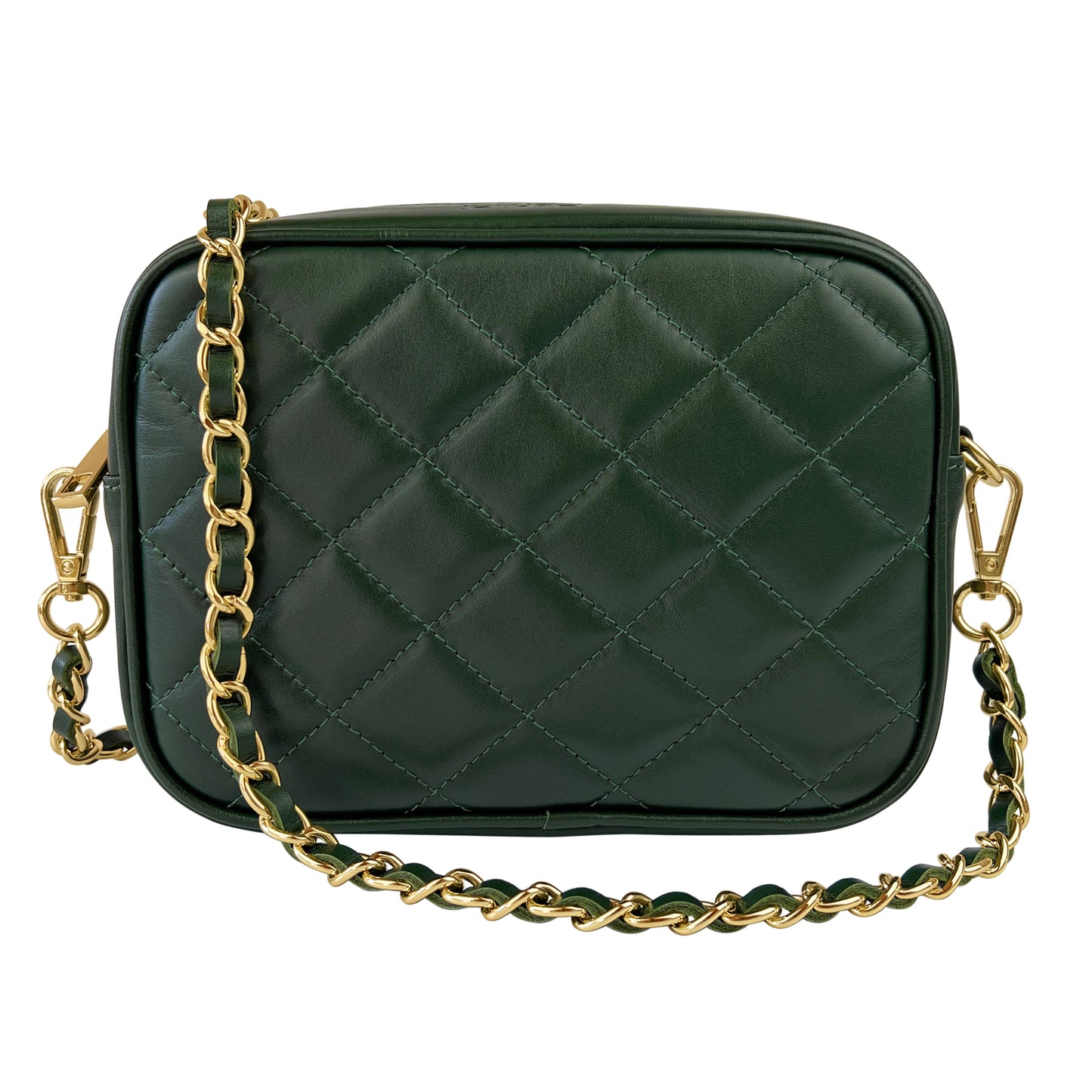 Borsa Donna a Tracolla, In Vera Pelle Trapuntata, Made in Italy, Modello Nora Parubi Borse Verde Foresta - vista 157