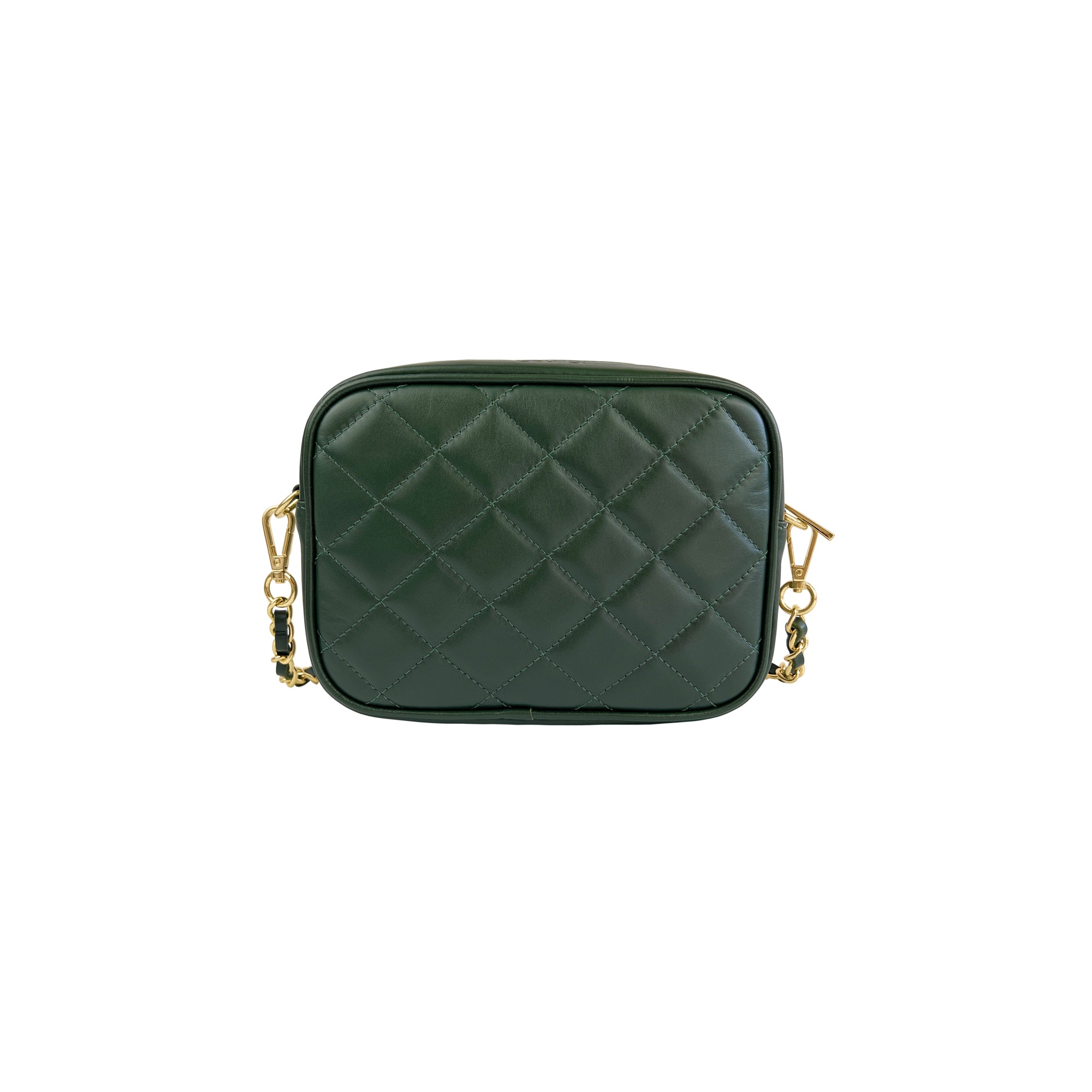 Borsa Donna a Tracolla Trapuntata Verde, In Vera Pelle, Made in Italy, Nora