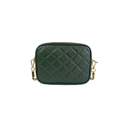 Borsa Donna a Tracolla Trapuntata Verde, In Vera Pelle, Made in Italy, Nora Parubi Borse - vista 4