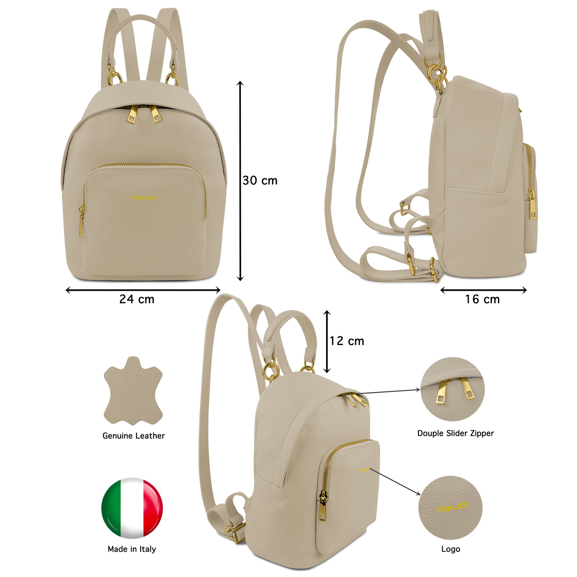 Zaino Donna, In Vera Pelle, Made in Italy, Modello Ines Parubi - vista 116