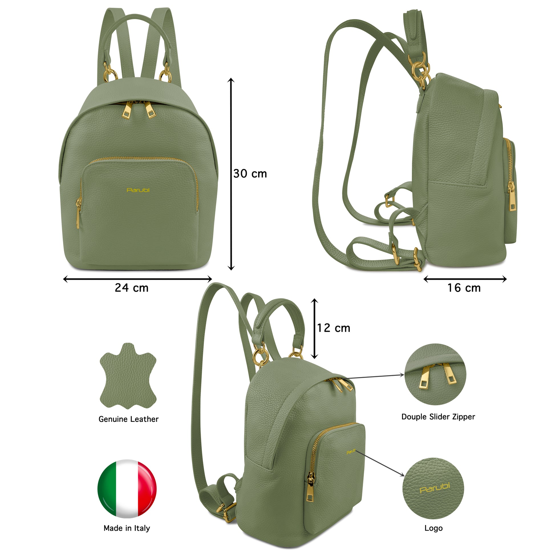 Zaino Donna, In Vera Pelle, Made in Italy, Modello Ines Parubi - vista 17