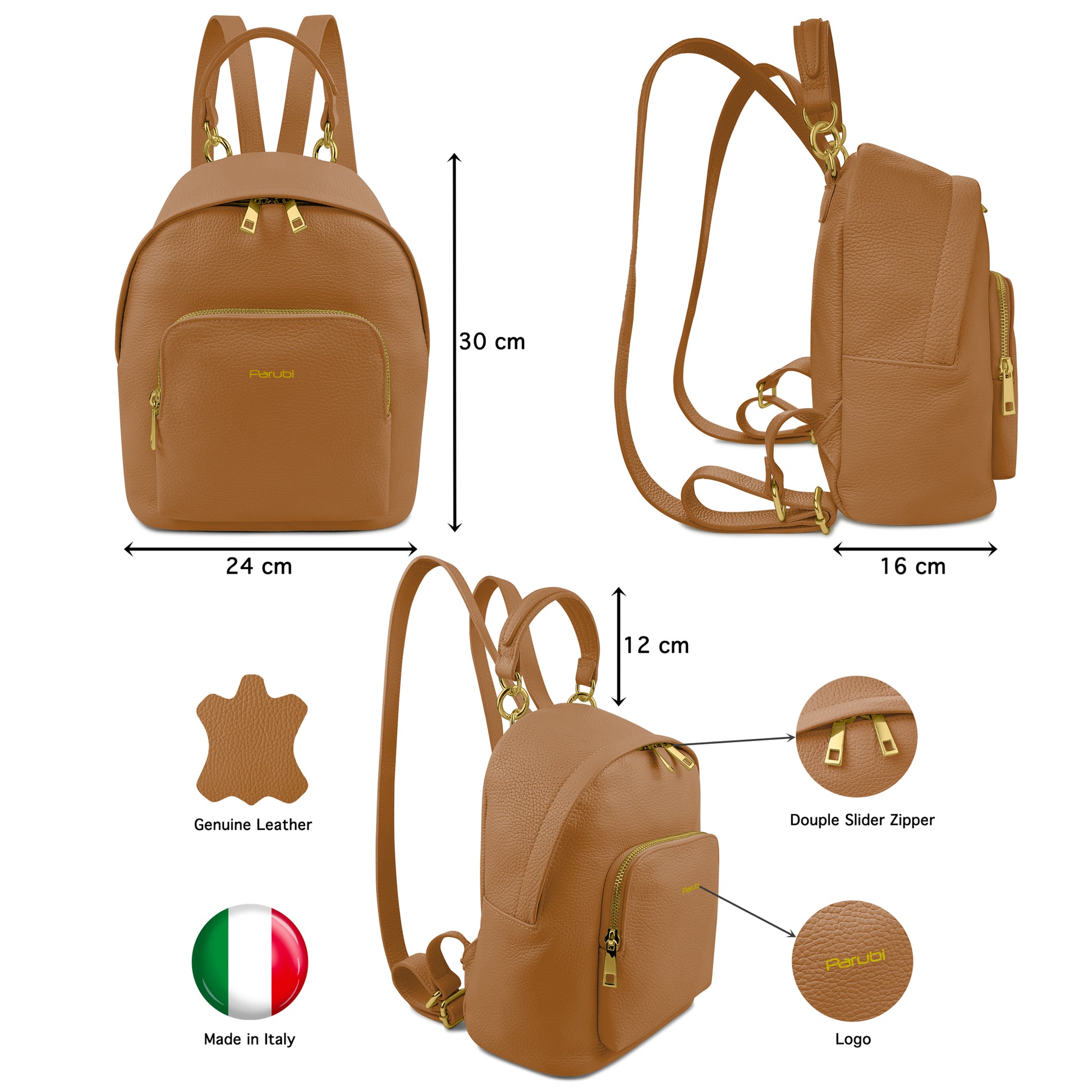 Zaino Donna, In Vera Pelle, Made in Italy, Modello Ines Parubi - vista 35