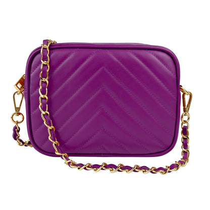 Borsa Donna a Tracolla, In Vera Pelle Trapuntata, Made in Italy, Modello Lola Parubi Borse Viola Porpora - vista 80