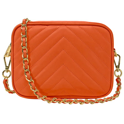 Borsa Donna a Tracolla, In Vera Pelle Trapuntata, Made in Italy, Modello Lola Parubi Borse Arancione - vista 153