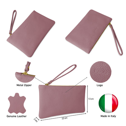 Pochette Donna a Mano, In Vera Pelle, Made in Italy, Modello Aura Parubi - vista 237