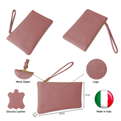 Pochette Donna a Mano, In Vera Pelle, Made in Italy, Modello Aura Parubi - vista 174