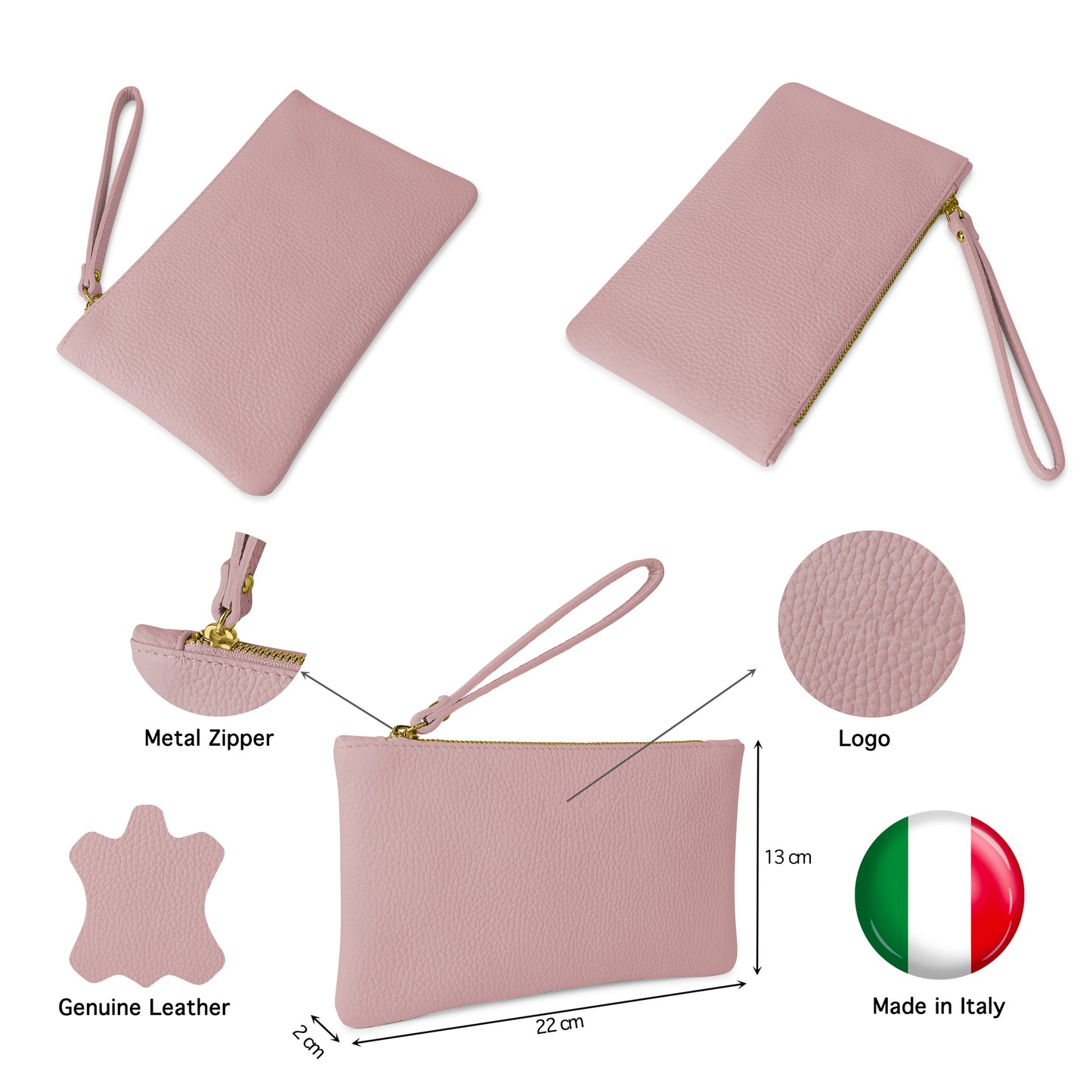 Pochette Donna a Mano, In Vera Pelle, Made in Italy, Modello Aura Parubi - vista 41