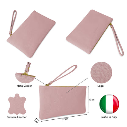 Pochette Donna a Mano, In Vera Pelle, Made in Italy, Modello Aura Parubi - vista 41