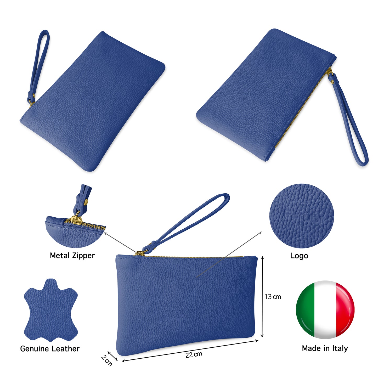 Pochette Donna a Mano, In Vera Pelle, Made in Italy, Modello Aura Parubi - vista 209