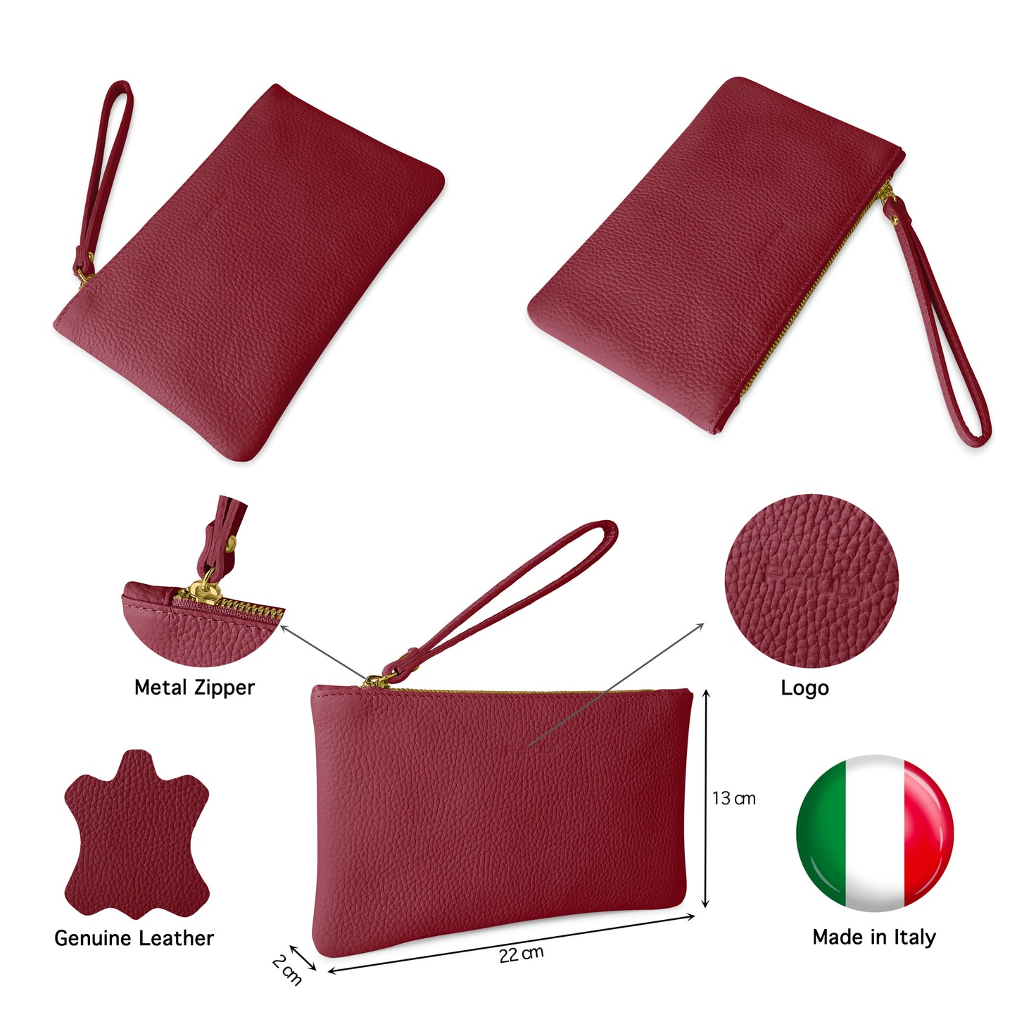 Pochette Donna a Mano, In Vera Pelle, Made in Italy, Modello Aura Parubi - vista 139