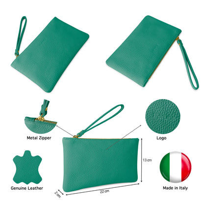 Pochette Donna a Mano, In Vera Pelle, Made in Italy, Modello Aura Parubi - vista 90