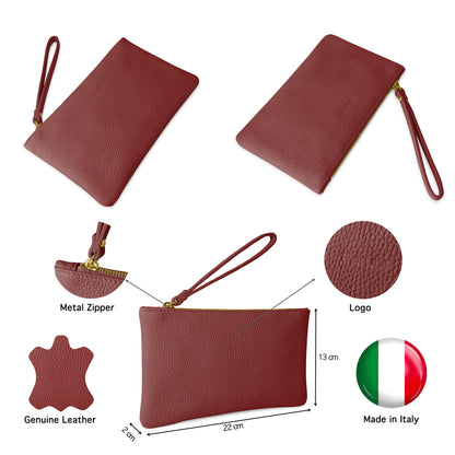 Pochette Donna a Mano, In Vera Pelle, Made in Italy, Modello Aura Parubi - vista 132