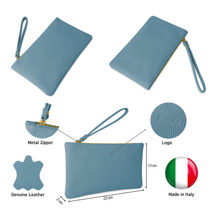 Pochette Donna a Mano, In Vera Pelle, Made in Italy, Modello Aura Parubi - vista 202