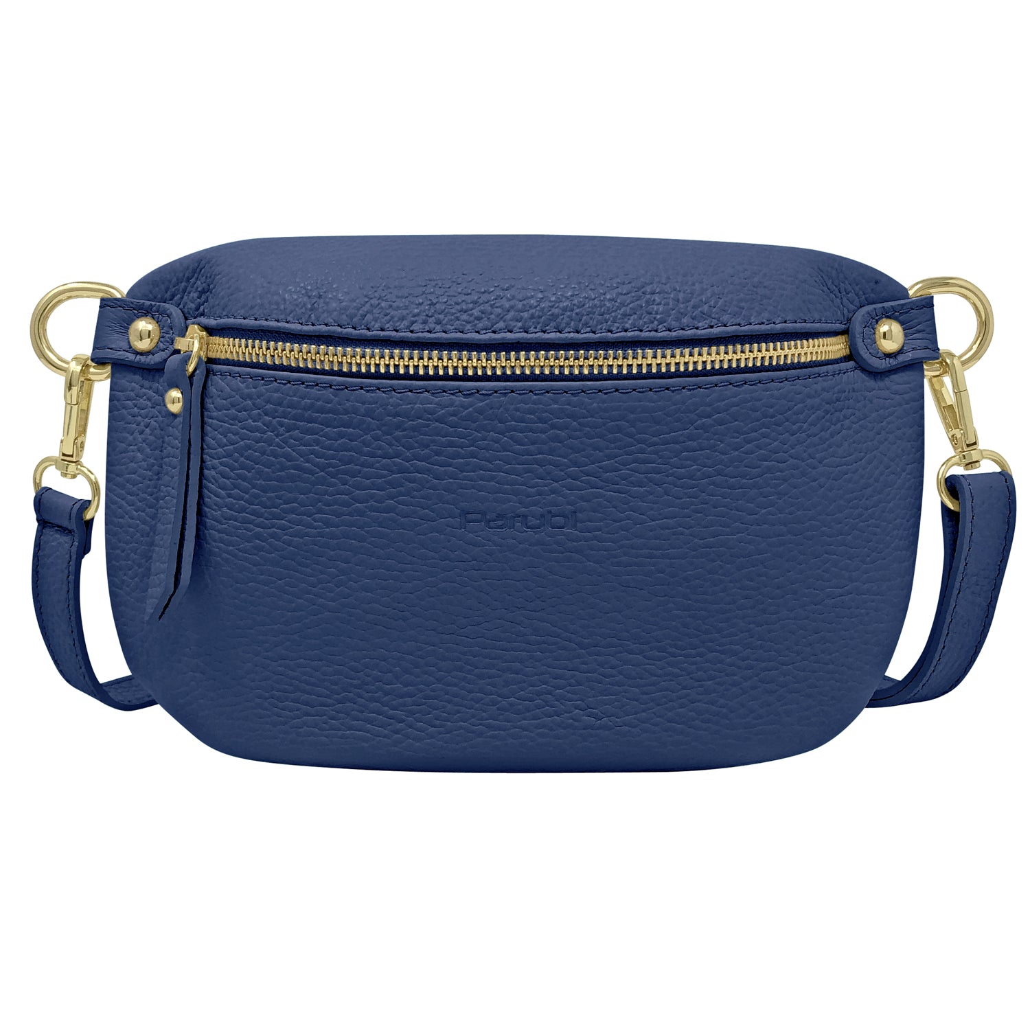 Sac Banane Femme a Bandouliere en Cuir Veritable Fabrique en Italie Modele Eva Bleu Jeans