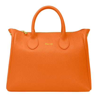 Borsa Donna a Mano con Tracolla, In Vera Pelle Morbida, Made in Italy, Modello Ada Parubi Borse Arancione - vista 168