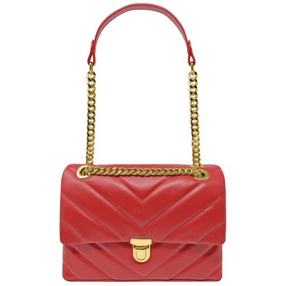 Borsa Donna a Tracolla e Spalla, In Vera Pelle Trapuntata, Made in Italy, Modello Elda Parubi Borse Rosso - vista 15