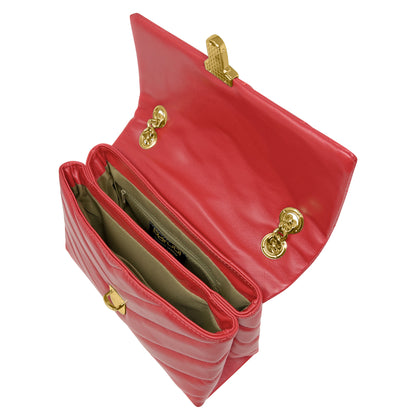 Borsa Donna a Spalla e Tracolla Rossa, In Vera Pelle, Made in Italy, Elda Parubi Borse rosso - vista 5