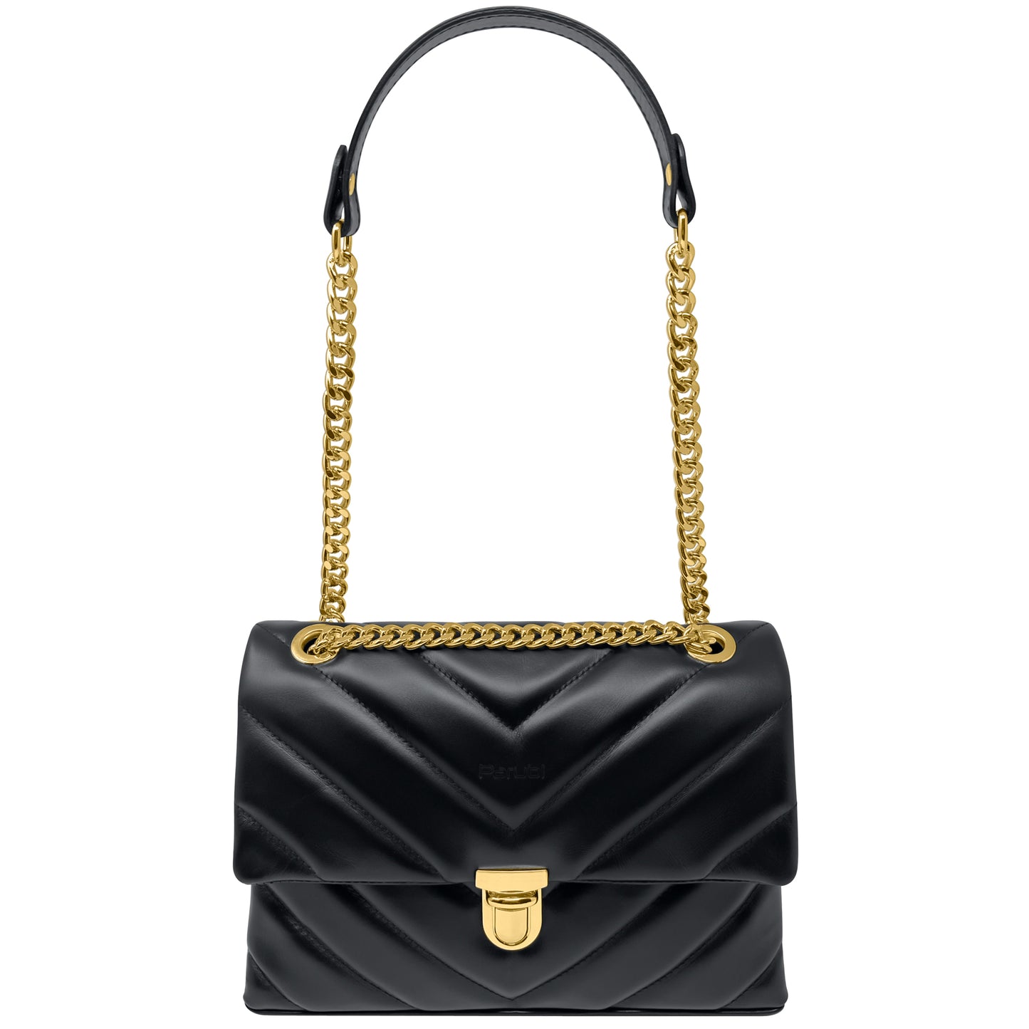 Borsa Donna a Tracolla e Spalla, In Vera Pelle Trapuntata, Made in Italy, Modello Elda Parubi Borse Nero - foto prodotto