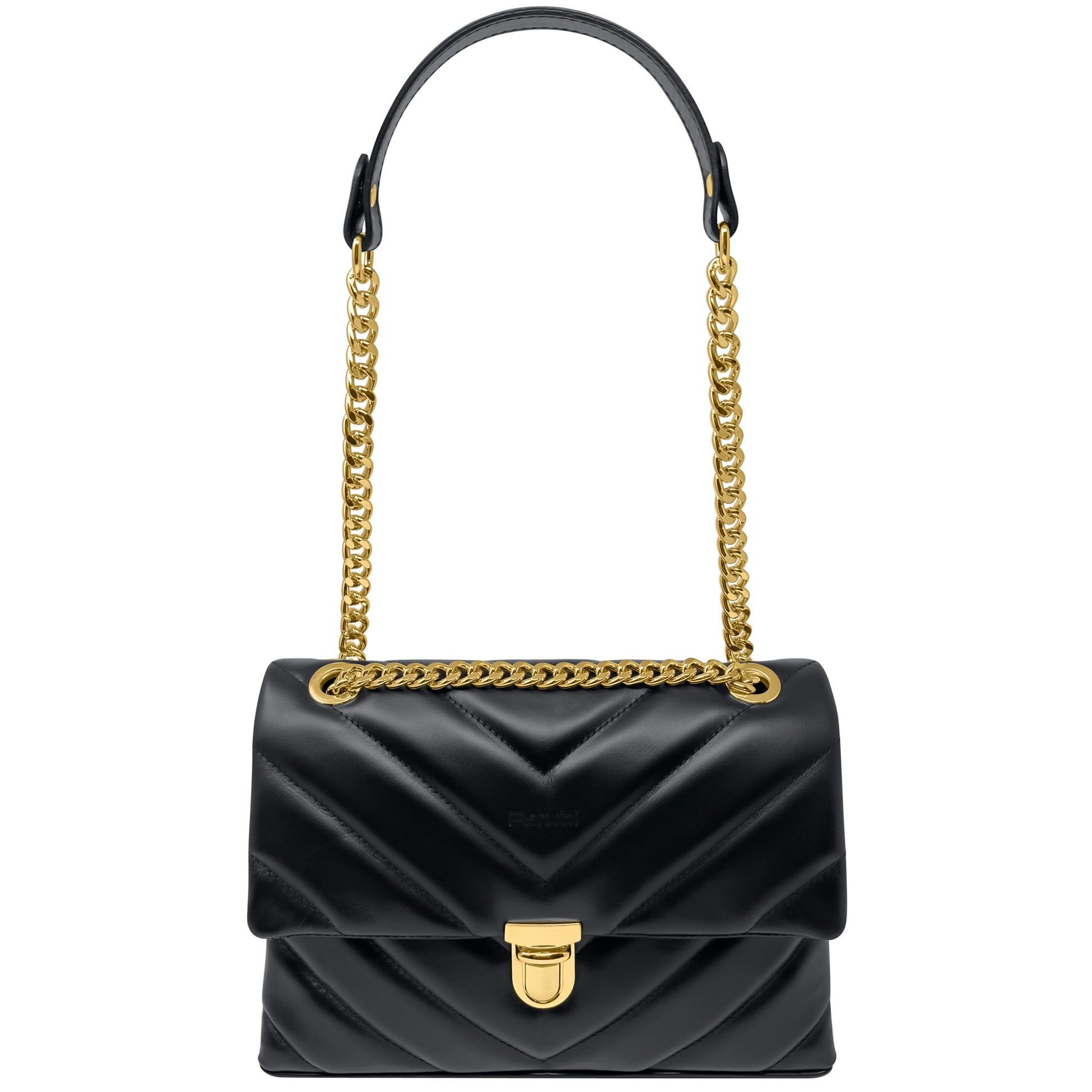 Borsa Donna a Tracolla e Spalla, In Vera Pelle Trapuntata, Made in Italy, Modello Elda Parubi Borse Nero - foto prodotto